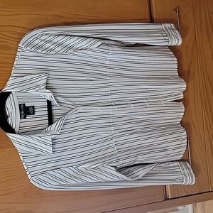 Style and Company white with black pinstripe long sleeve shirt. Sz. Large
